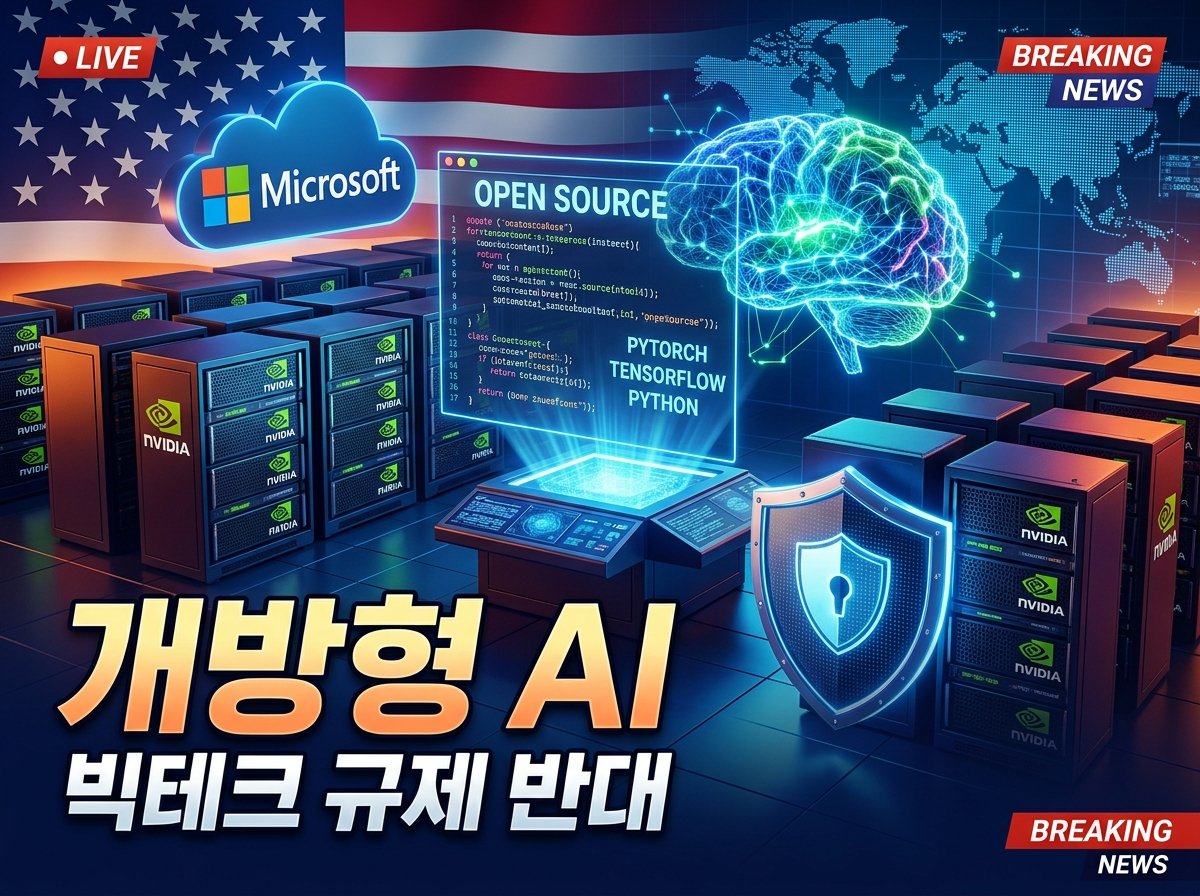 엔비디아와 마이크로소프트 등 글로벌 빅테크 기업들이 개방형 AI 생태계 확대와 규제 반대 입장을 발표