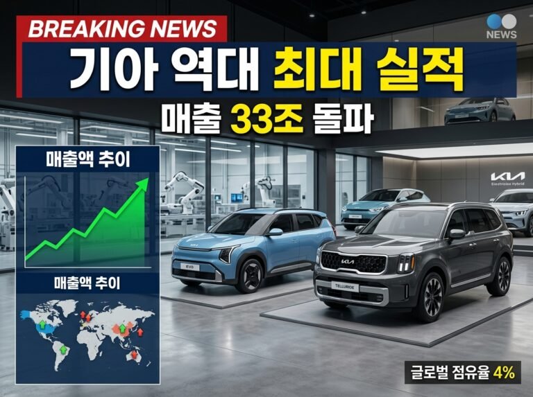기아 2분기 매출 33조 돌파! 글로벌 점유율 4% 달성, 역대 최대 실적 총정리
