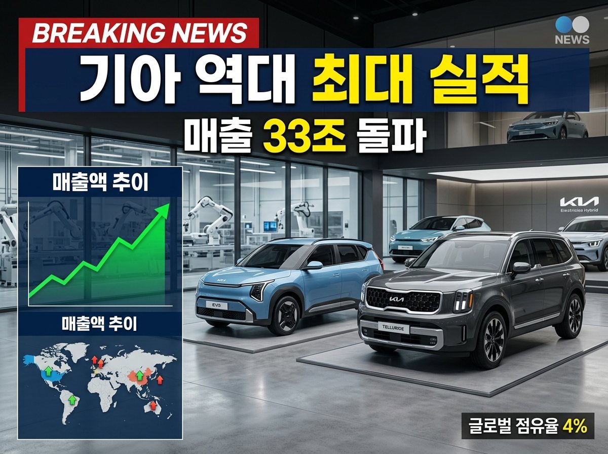 기아의 역대 최대 분기 매출과 글로벌 시장 점유율 상승