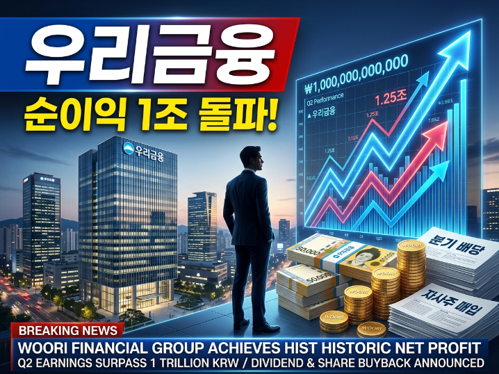 우리금융그룹이 2분기 순이익 1조 원을 기록